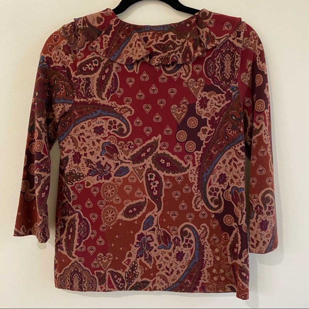 LAUREN Ralph Lauren Ruffle Top Paisley Print - Picture 2 of 3
